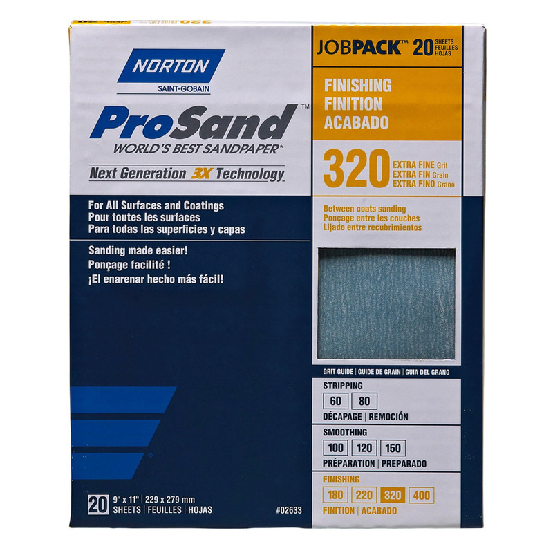 ProSand 3X Sanding Sheets - 9" x 11" - Grit:320 Grit - Pieces:20-Piece